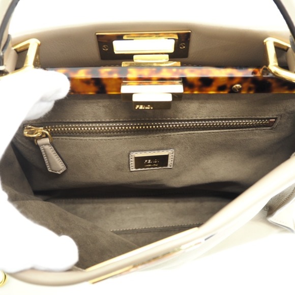 FENDI Peekaboo Regular 2WAY Handbag Beige Ladies - Picture 13 of 16